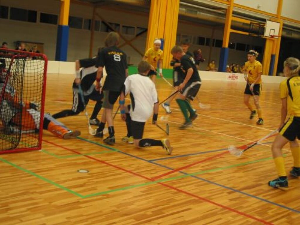 Valkas pamatskolas vārtsargam atkal jāizķeksē bumbiņa no vārtu tīkla, bet pretinieces gavilē. 
Autors: Aldis Dubļāns