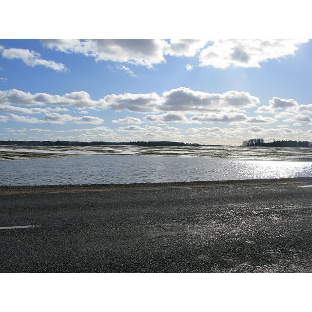 Šodien autoceļa Smiltene - Valmiera apkārtne bija pārvērtusies par ūdens plašumiem. Mutuļojošs ūdens par grāvjiem un grāvīšiem bija pārvērtis gan laukus, gan autoceļus. 
Autors: Santa Sinka