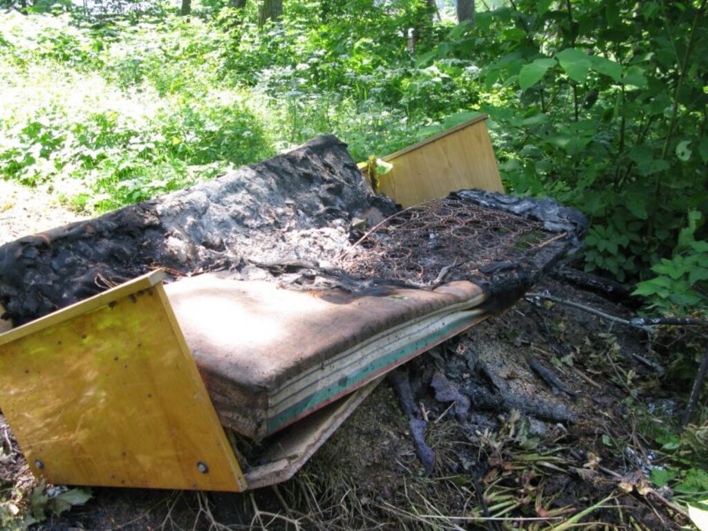 Lazdukalnā nereti tiek izmesti un dedzināti lielgabarīta atkritumi. 
Autors: Baiba Šķērīte