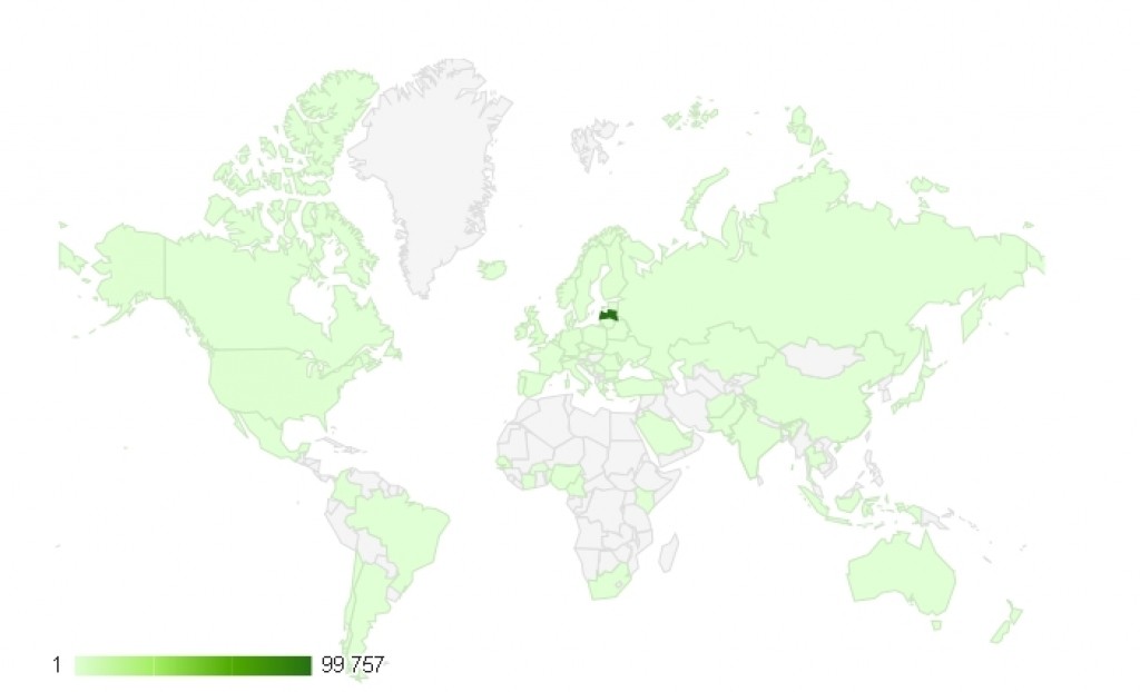 Portāla ziemellatvija.lv lietotāji mīt visā plašajā pasaulē, bet Latvijā, protams, to ir visvairāk.
Autors: no Google Analyitics
