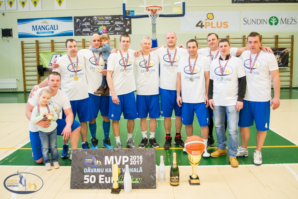 Valmieras pilsētas čempionātā 35+ līgā uzvarētāju kausu ieguva šā turnīra debitanti komanda “BK Smiltene”: Normunds Pauliņš (no kreisās), Mārtiņš Pelēcis, Normunds Liepa, Uldis Slapjums, Ivars Joksts, Kārlis Muižnieks, Mārtiņš Sorokins, Ģirts Kātiņš, Andris Jaunzems, Jānis Pauliņš. Klāt nav Ivara Pupčenoka.                
Autors:  EMĪLS VANAGS