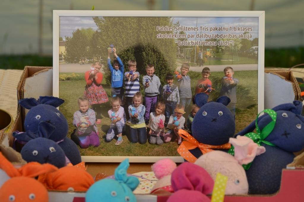 Pērn labdarības akciju “Balta, balta mana sirds” Smiltenē atbalstīja ne vien pieaugušie, bet arī bērni, tai skaitā toreizējās Trīs pakalnu pamatskolas 1.b klases skolēni, pagatavojot rotaļlietas. Organizatori uz labsirdīgu cilvēku atsaucību cer arī šogad.                                                                                                                               
Autors:  SANDRA PĒTERSONE