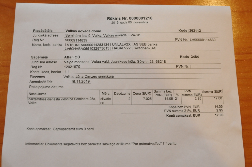 Lai pierādītu, ka ikviens cilvēks var pārnakšņot pašvaldības ēkā Semināra ielā 25A, kur agrāk atradās Valkas Jāņa Cimzes ģimnāzijas internāts, viesu nama “Otrā elpa” īpašnieks Aivo Vārs veica eksperimentu – pieteica vietu un samaksāja Valkas novada domes elektroniskajā pastā nosūtīto rēķinu. Uzņēmējam tas liek domāt par pašvaldības iejaukšanos viesnīcu biznesā.                                                                                                                                           
Autors:   INGA KARPOVA 