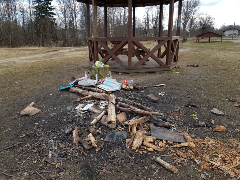 Tāda izskatījās lapenes apkārtne pēc tusiņa.               
Autors: GINTS STĀLMEISTERS