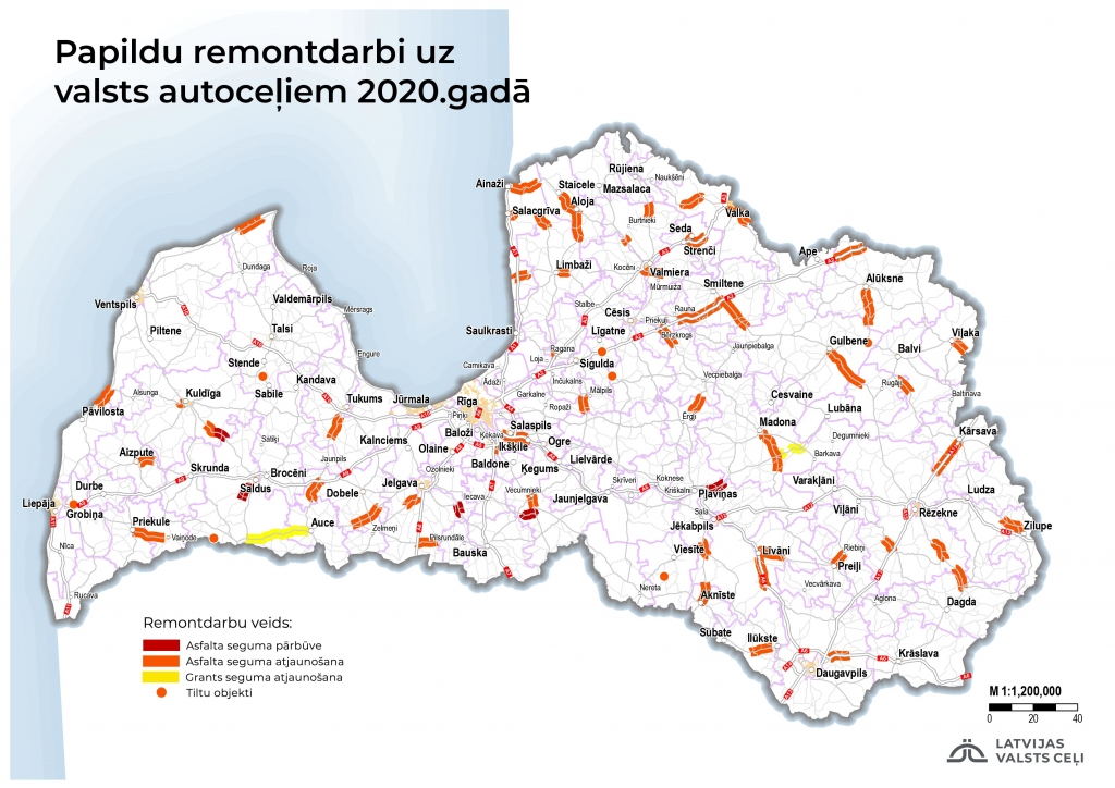No valsts budžeta programmas “Līdzekļi neparedzētiem gadījumiem” Satiksmes ministrija saņems finansējumu projektu īstenošanai autoceļu jomā, kas nepārsniedz 75 miljonus eiro. Objekti investīcijām jau zināmi. 
Autors: KARTE: LATVIJAS VALSTS CEĻI