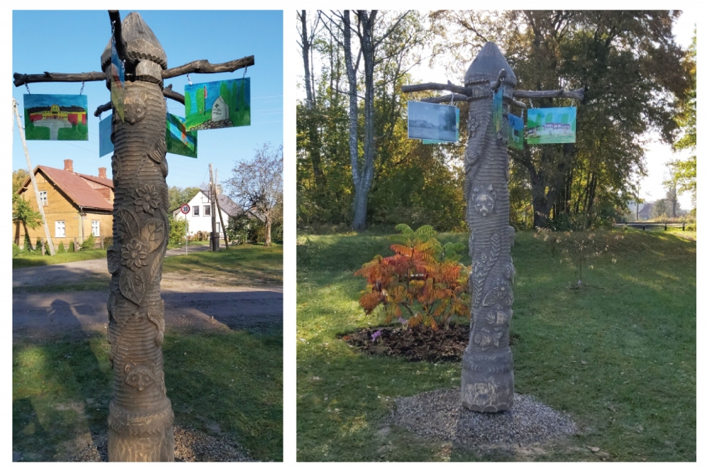 Otra tāda norāžu staba Latvijā nav. Tas ir vairāku Strenču iedzīvotāju iniciatīvas rezultāts.               
Autors:  VAIRIS ŠVĒDE