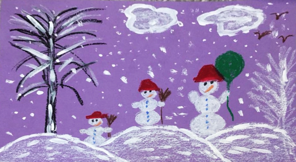 Mika Bisenieka (11 gadi) ziemas prieku zīmējums