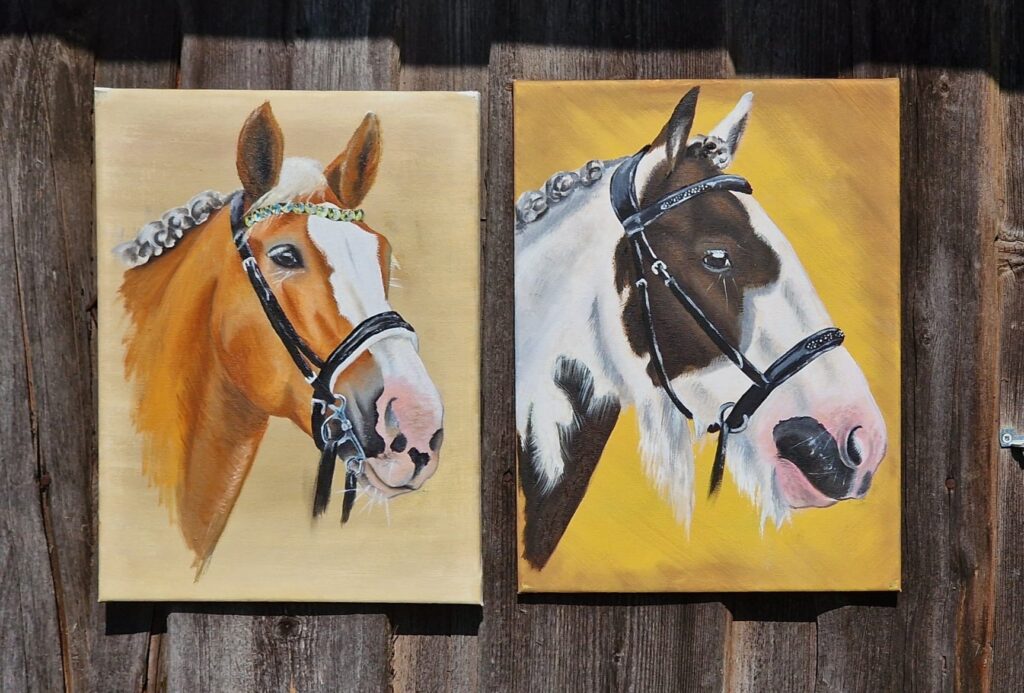 Brīvajos brīžos Laura pievēršas glezniecībai, un, protams, radošajos darbos neiztikt arī bez zirgu portretiem.