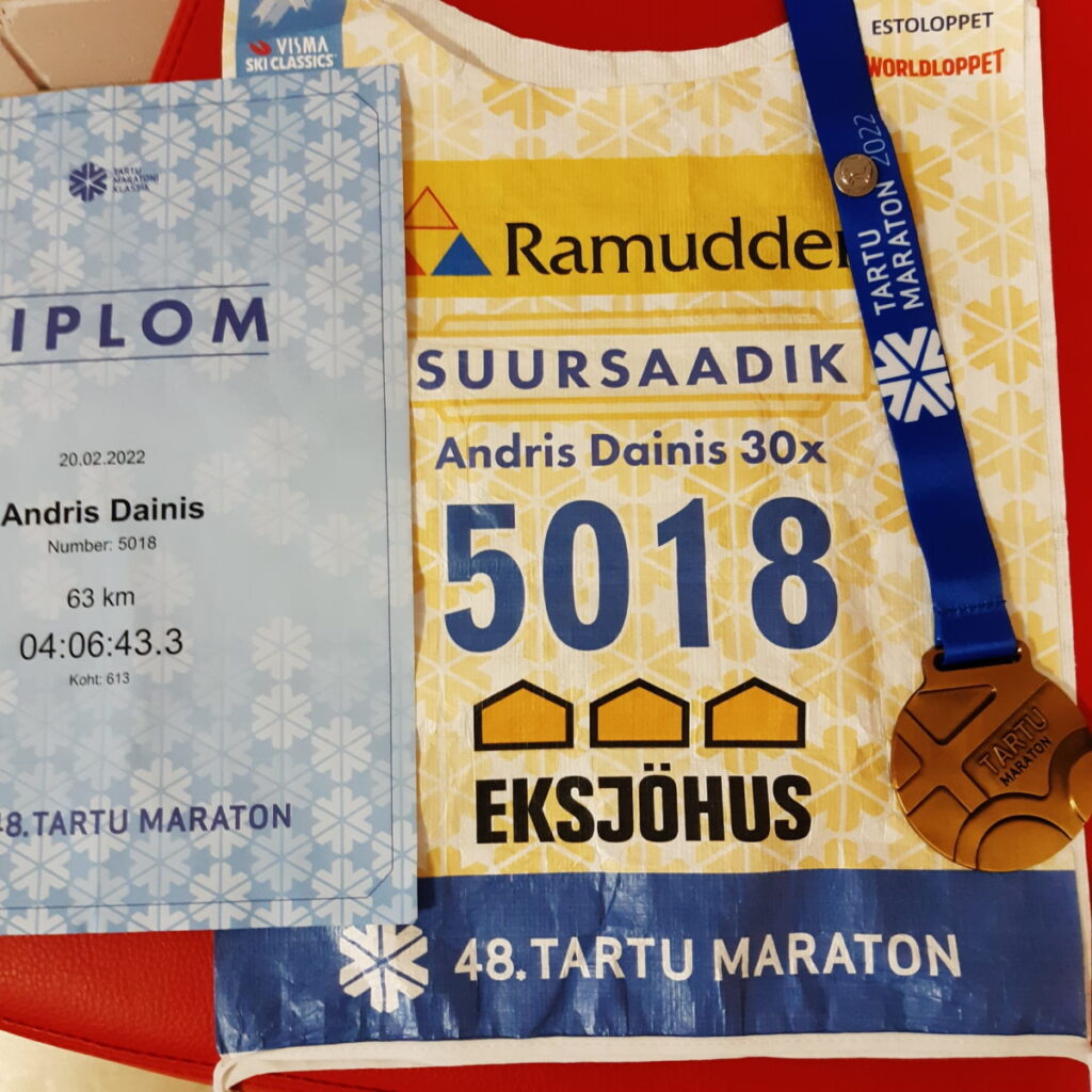 Autors: Andra Daiņa 48.Tartu maratona sacnesību numurs, diploms un bronzas medaļa. Foto: No personīgā arhīva